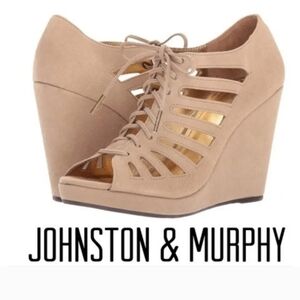 💕 Johnston & Murphy Suede Wedge Heels Size 9